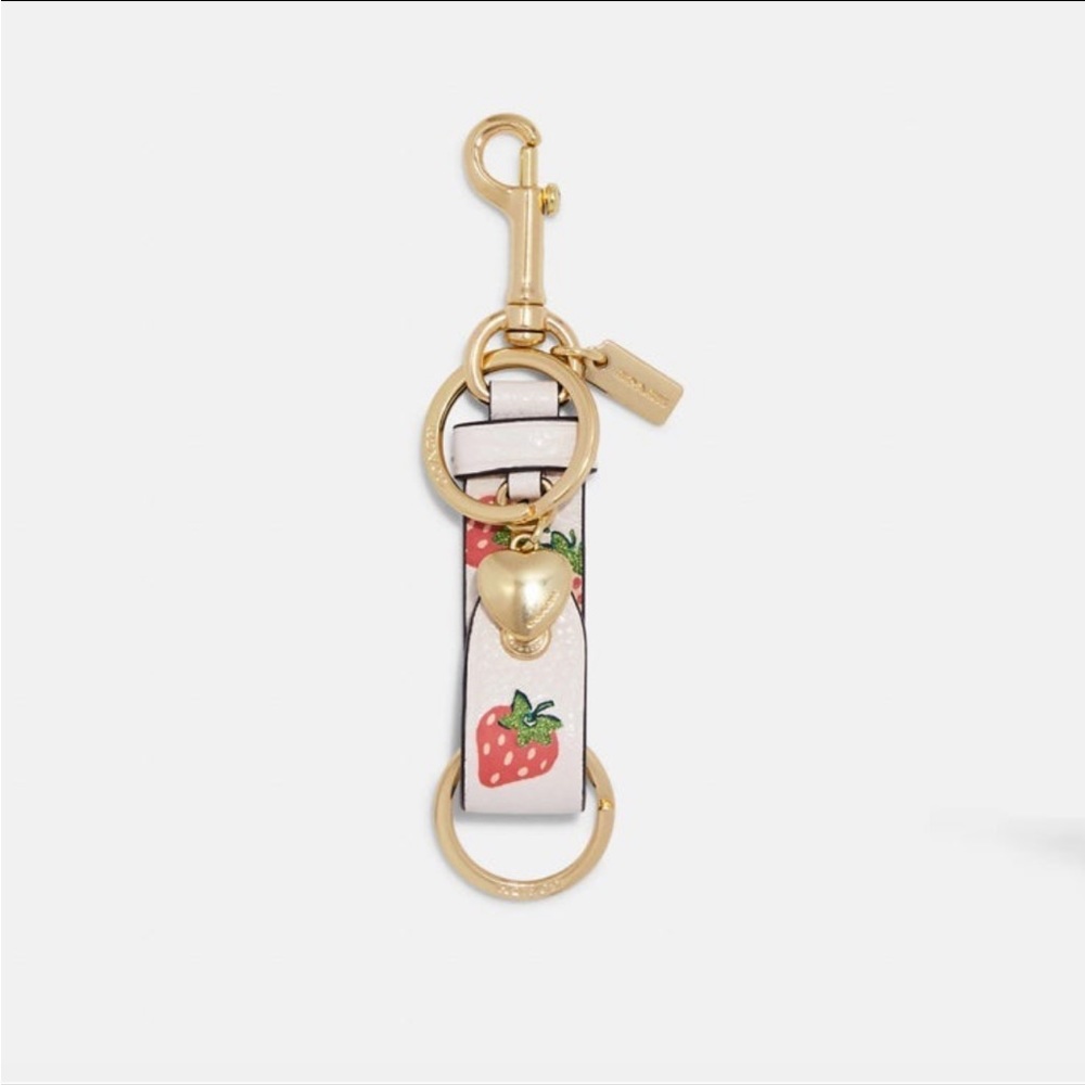 Coach Trigger Snap Bag Charm With Strawberry Print
Gold/Chalk Multi